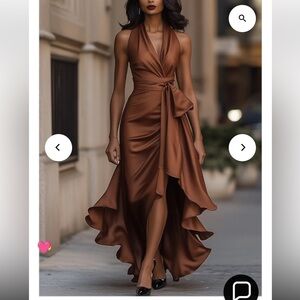 Chic Brown High Low Dress